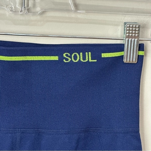 Soul X SoulCycle Seamless Leggings Navy Blue with Green Stripe - Picture 5 of 7